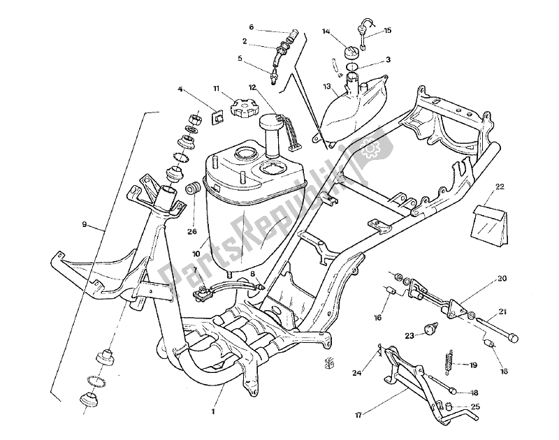 All parts for the Frame of the Aprilia Amico 50 1994