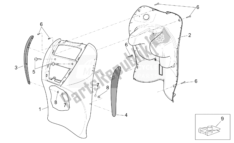 Todas as partes de Corpo Frontal Iii do Aprilia Scarabeo 100 4T E2 2001