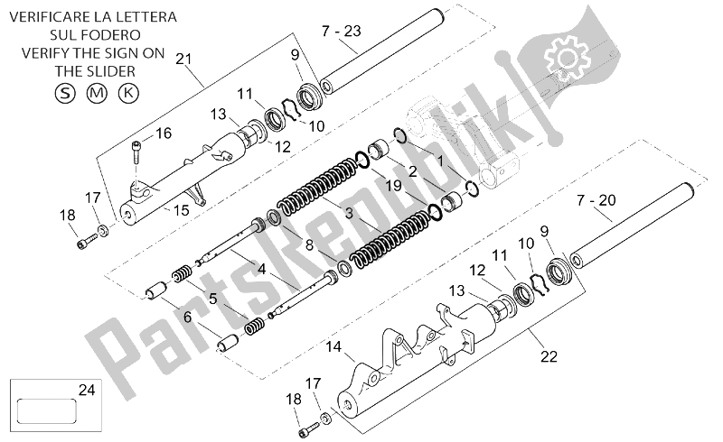 Todas as partes de Garfo Dianteiro Ii do Aprilia Atlantic 125 200 250 2003