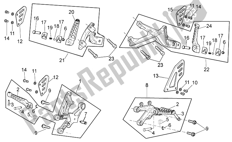 All parts for the Foot Rests of the Aprilia RSV4 Aprc R 1000 2011