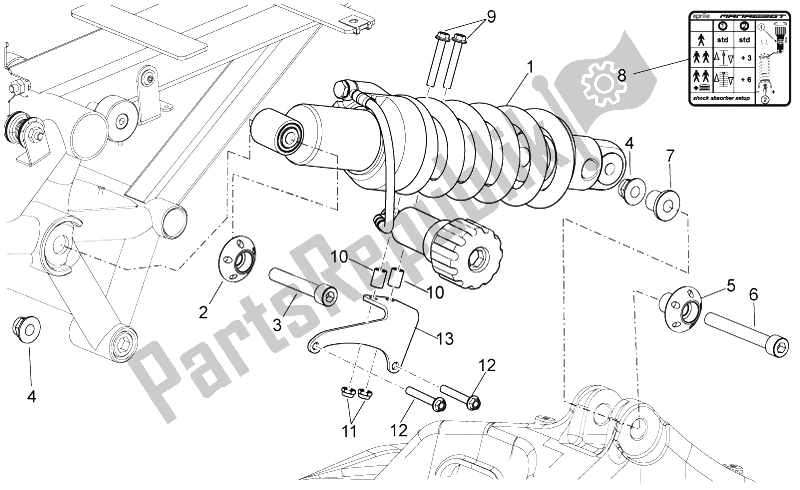 Toutes les pièces pour le Amortisseur Arrière du Aprilia NA 850 Mana GT 2009