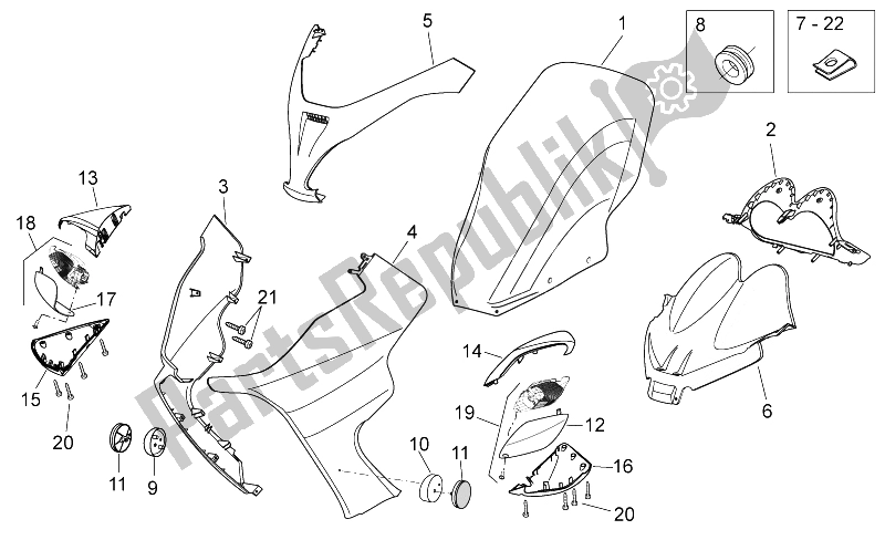 Tutte le parti per il Corpo Anteriore I del Aprilia Atlantic 125 200 250 2003