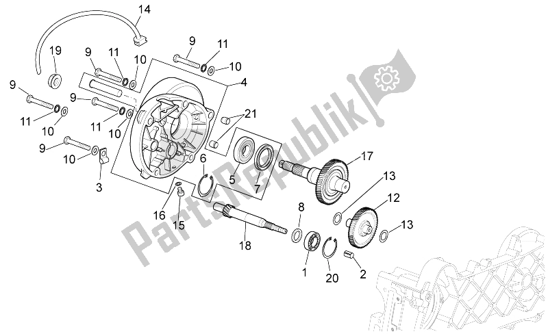 All parts for the Transmission of the Aprilia Scarabeo 100 4T E3 2014