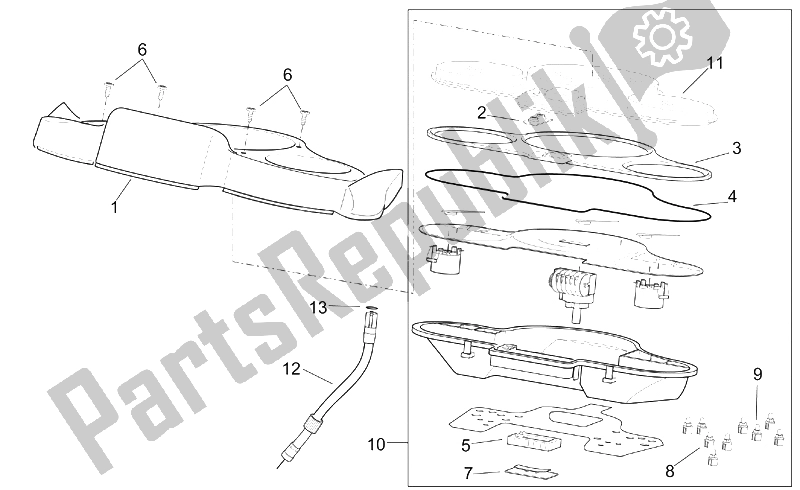 Tutte le parti per il Pannello Di Controllo del Aprilia Scarabeo 125 200 E2 ENG Piaggio 2003