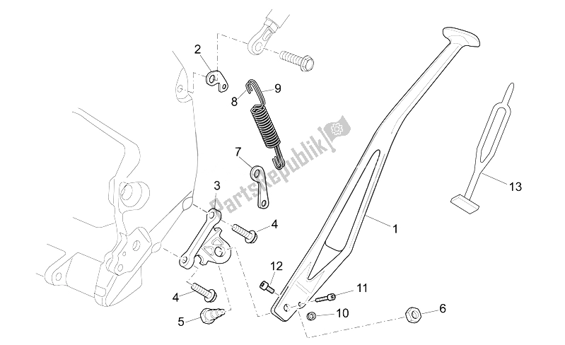 All parts for the Central Stand of the Aprilia RXV SXV 450 550 2008