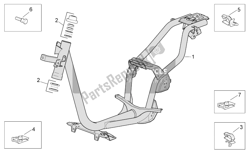 All parts for the Frame of the Aprilia Scarabeo 100 4T E3 2006