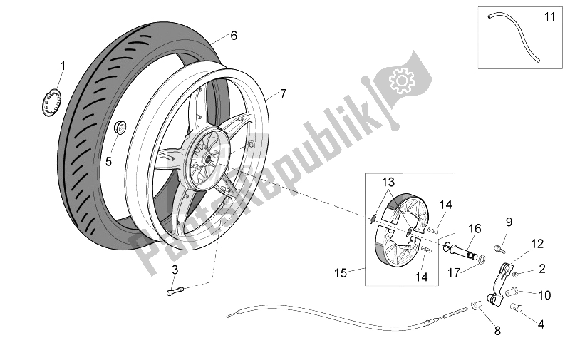 Toutes les pièces pour le Roue Arrière - Frein à Tambour du Aprilia Scarabeo 50 4T 4V NET 2009