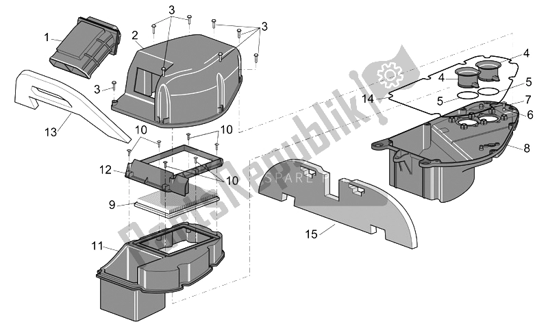 All parts for the Air Box I of the Aprilia ETV 1000 Capo Nord 2004