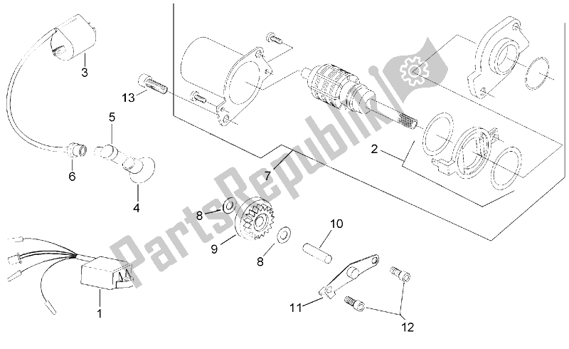 All parts for the Ignition Unit of the Aprilia Scarabeo 50 2T ENG Minarelli 1998