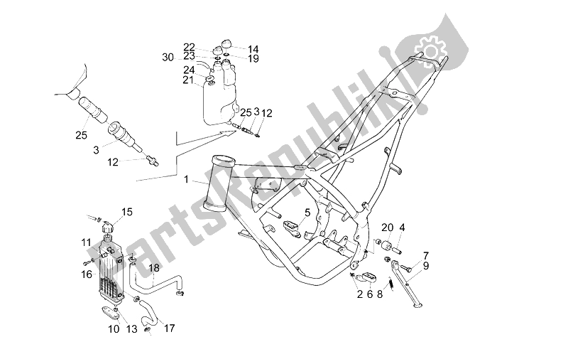 All parts for the Frame of the Aprilia RX 3 5 Marce 50 1991