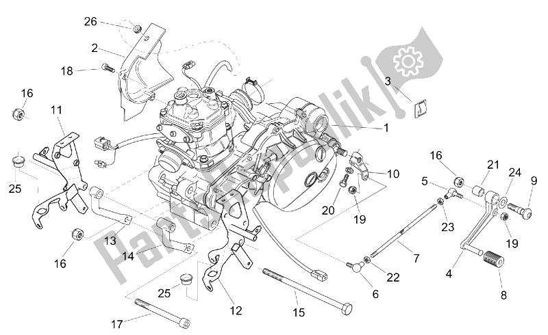 Alle onderdelen voor de Motor van de Aprilia RS 125 Tuono 2003