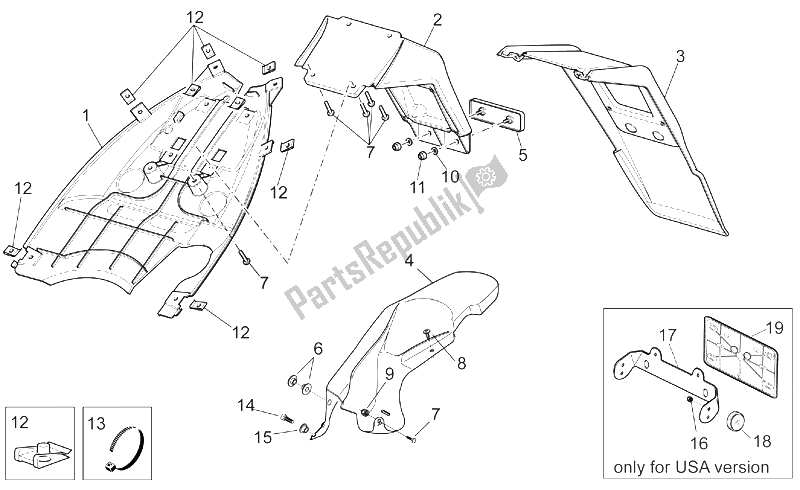 Todas las partes para Cuerpo Trasero Iii de Aprilia SR 50 H2O NEW DI Tech 2004