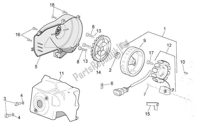 Todas as partes de Volante do Aprilia Mojito Custom 50 2T ENG Piaggio 2004