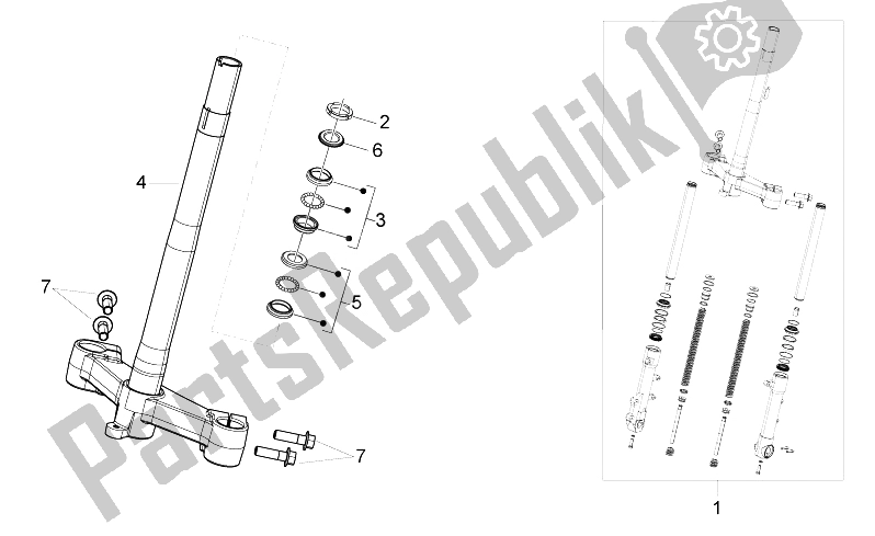 Alle Teile für das Stielbasis des Aprilia Sport City ONE 50 4T 4V 2011