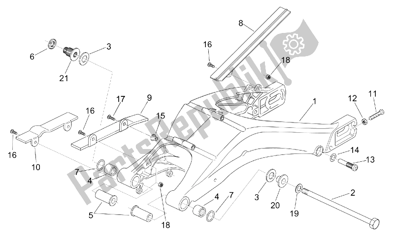 All parts for the Swing Arm of the Aprilia RS 125 Tuono 2003