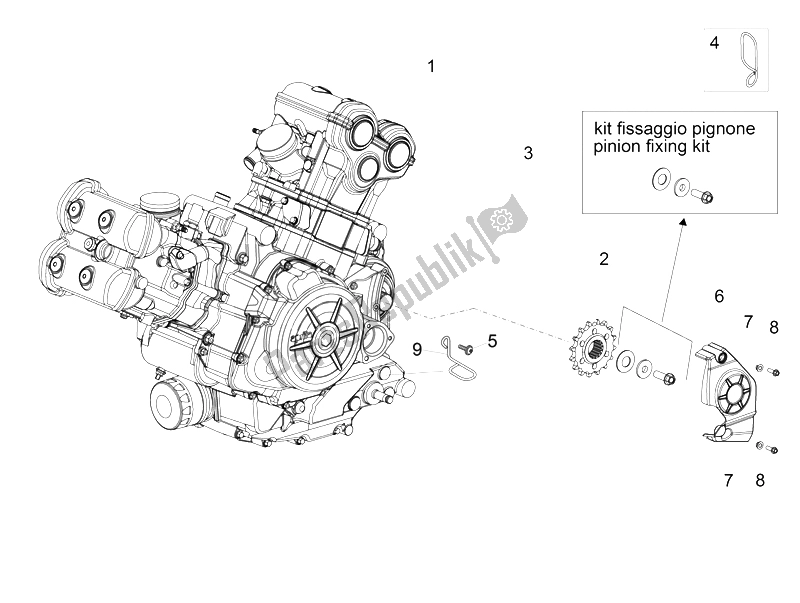Alle onderdelen voor de Motor-completerende Deel-hendel van de Aprilia Caponord 1200 Rally 2015