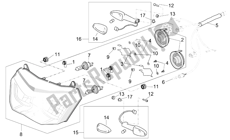 All parts for the Front Lights of the Aprilia ETV 1000 Capo Nord 2004