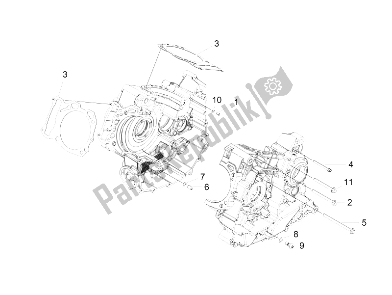 All parts for the Crankcases I (2) of the Aprilia Caponord 1200 Rally 2015