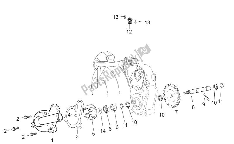 All parts for the Water Pump of the Aprilia RX SX 50 2011