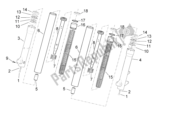 All parts for the Fork Ii of the Aprilia Scarabeo 125 200 I E Light 2011
