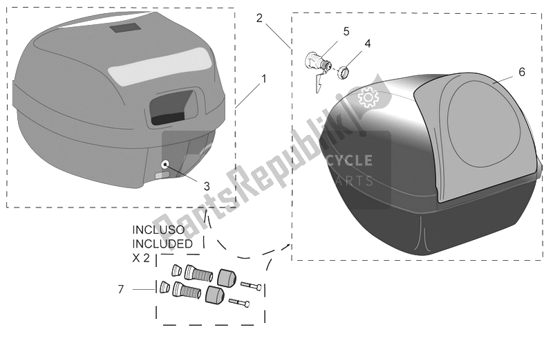 Toutes les pièces pour le Acc. - Top / Cases Ii du Aprilia Sport City 125 200 250 E3 2006