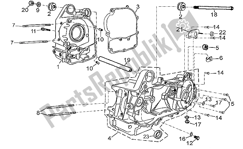 All parts for the Crankcase of the Aprilia Quasar 180 2004