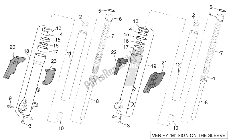 Toutes les pièces pour le Fourche Avant Marzocchi - Moyeux, Manchons du Aprilia Atlantic 500 2001