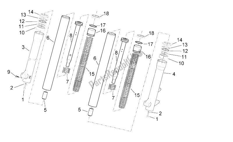 Tutte le parti per il Forcella Ii del Aprilia Scarabeo 125 200 IE Light 2009