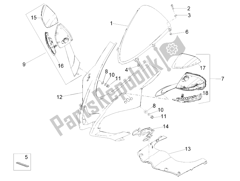 All parts for the Front Fairing of the Aprilia RSV4 Racing Factory L E 1000 2015