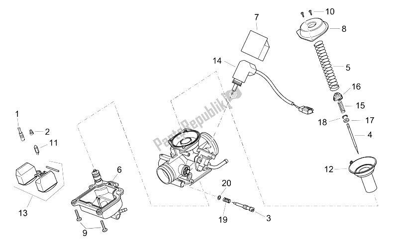 All parts for the Carburettor Ii of the Aprilia Scarabeo 125 250 E2 ENG Piaggio 2004