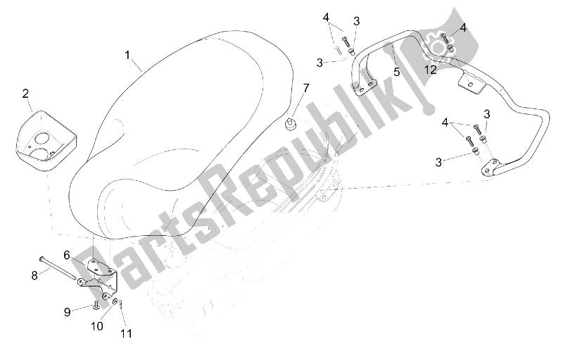 All parts for the Saddle - Handle of the Aprilia Mojito Custom 50 2T ENG Aprilia 1999