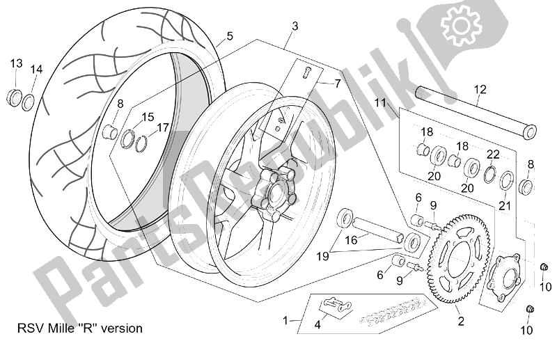 All parts for the Rear Wheel Rsv Mille 