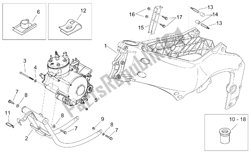 Tutte le parti per il Telaio - Culla del Aprilia RS 50 Tuono 2003