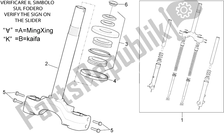 All parts for the Front Fork - Stem Base of the Aprilia Sport City Cube 125 200 Carb E3 2008