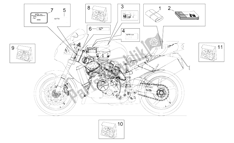 Alle onderdelen voor de Sticker En Plaat Set van de Aprilia RSV Mille 1000 1998