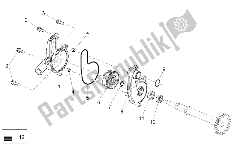 All parts for the Water Pump of the Aprilia RXV 450 550 2009