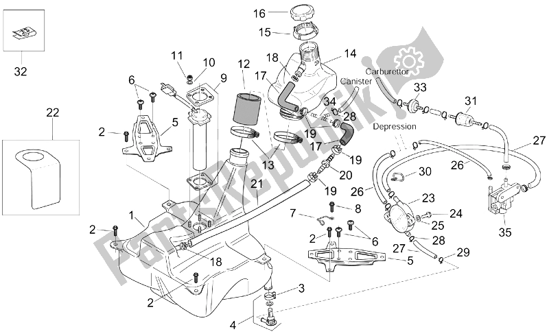 Alle Teile für das Treibstofftank des Aprilia Mojito 125 150 2003