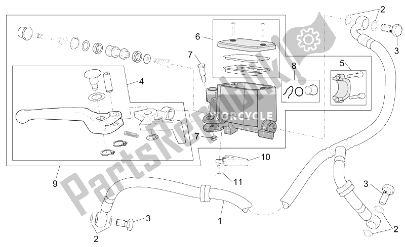 All parts for the Front Master Cilinder of the Aprilia ETV 1000 Capo Nord 2004