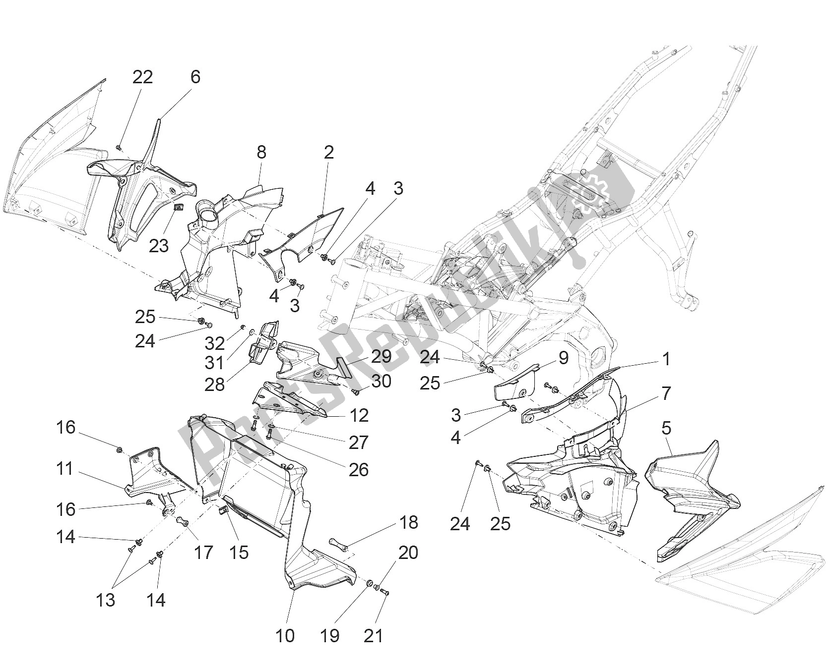 Tutte le parti per il Condotto del Aprilia Caponord 1200 USA 2015