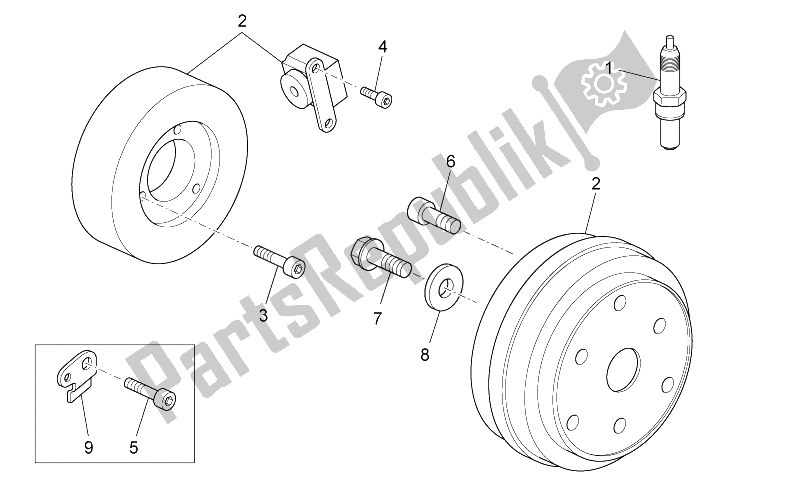 All parts for the Ignition Unit of the Aprilia Scarabeo 125 200 IE Light 2009