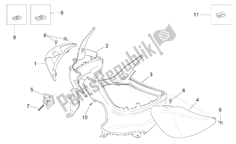 Todas as partes de Corpo Traseiro Eu do Aprilia Mojito Custom 50 2T ENG Aprilia 1999