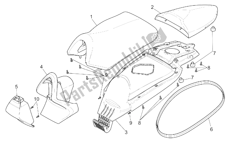 All parts for the Saddle - Handle of the Aprilia SR 50 H2O NEW DI Tech 2004