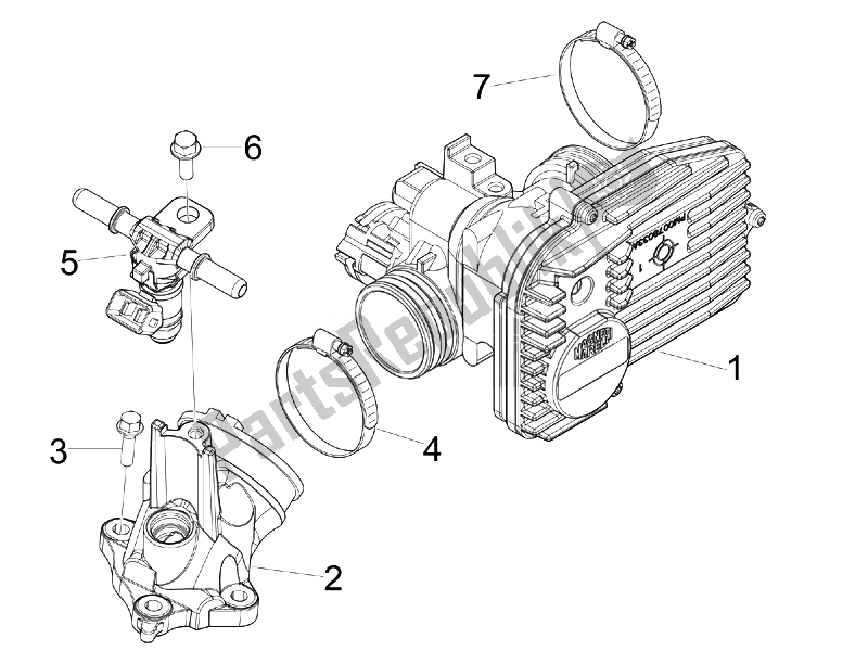 All parts for the Throttle Body - Injector - Union Pipe of the Aprilia SR 300 MAX 2011