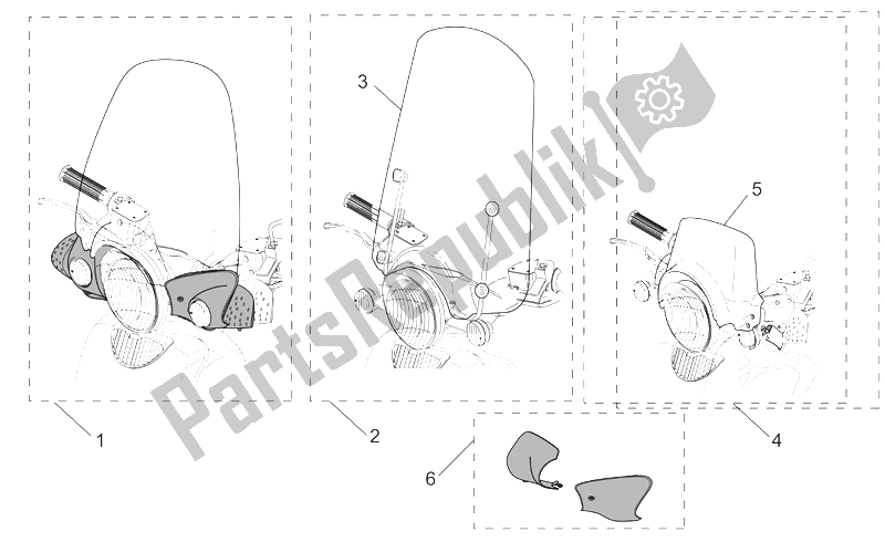 All parts for the Acc. - Windshields of the Aprilia Scarabeo 125 150 200 ENG Rotax 1999