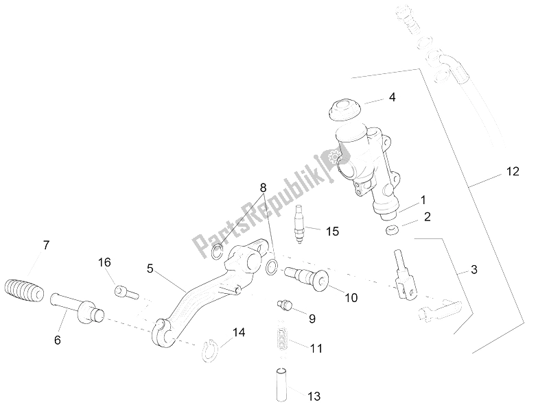 Alle Teile für das Hauptbremszylinder Hinten des Aprilia RSV4 RR USA 1000 2016