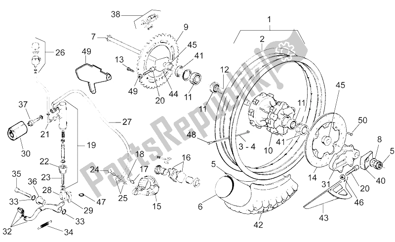 Alle onderdelen voor de Achterwiel - Achterrem van de Aprilia RX 125 ENG 122 CC 1995