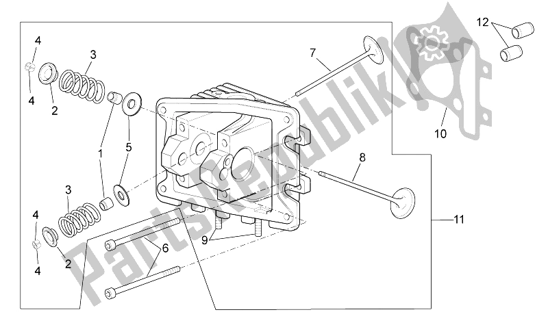 All parts for the Cylinder Head - Valves of the Aprilia Scarabeo 100 4T E3 2014