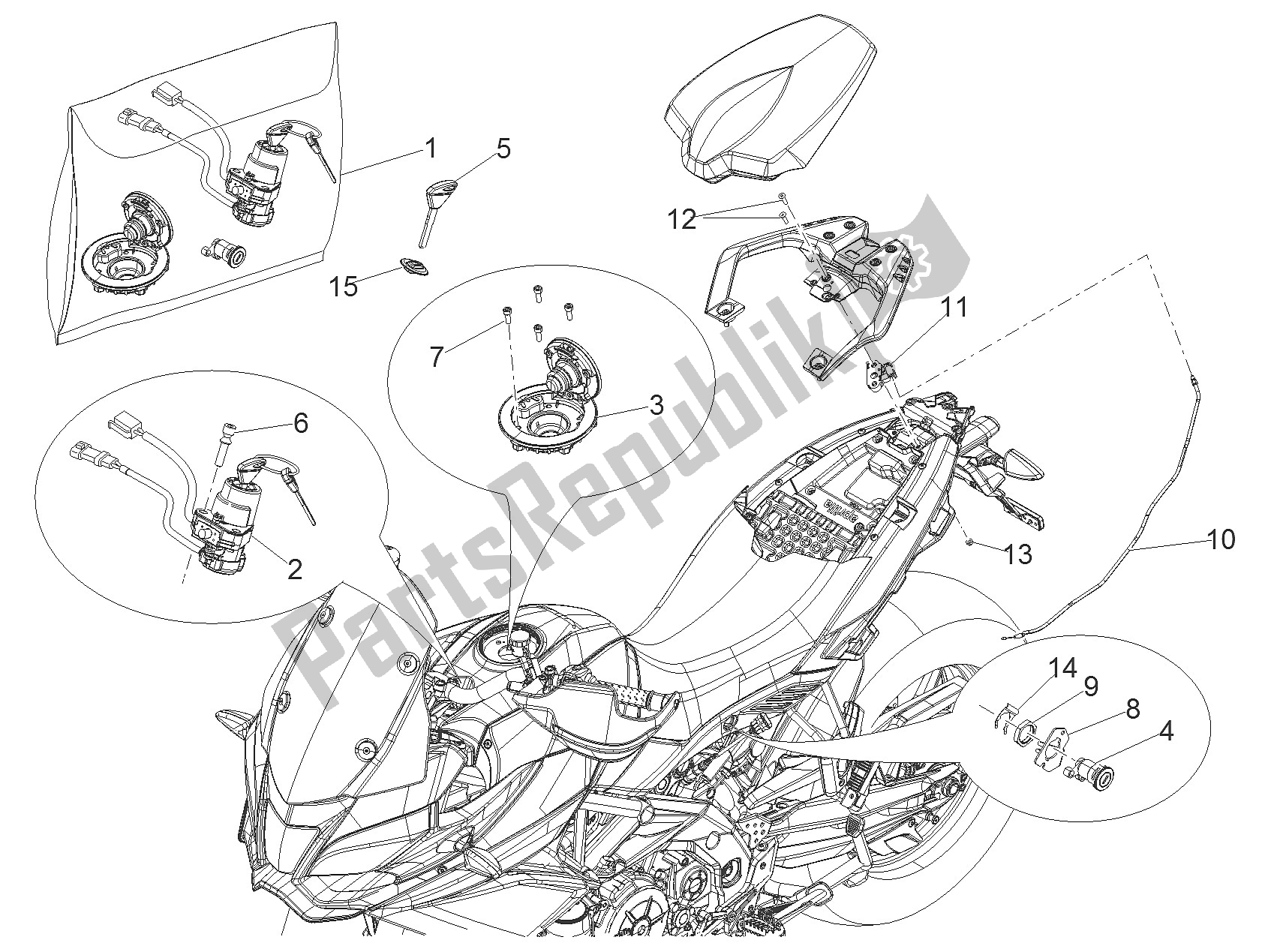 Toutes les pièces pour le Serrures du Aprilia Caponord 1200 USA 2015