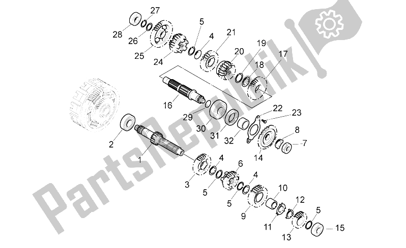 All parts for the Gear Box of the Aprilia Pegaso Strada Trail 650 IE 2005