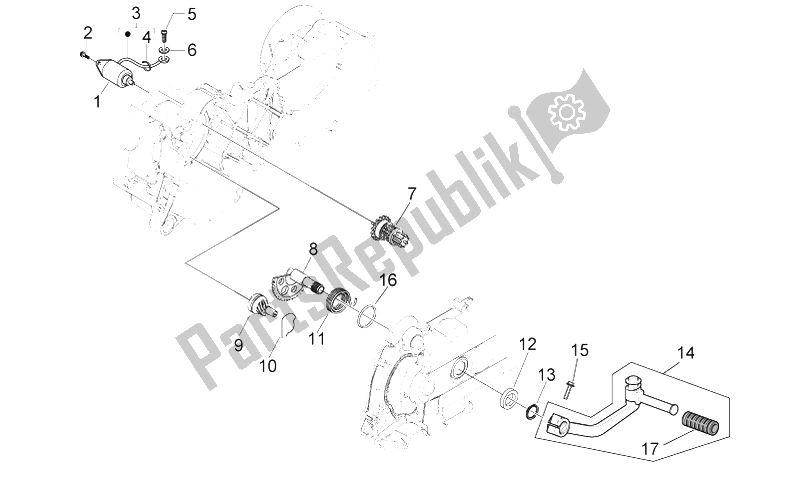 Todas as partes de Motor De Arranque / Engrenagem De Arranque do Aprilia Scarabeo 50 4T 4V E2 2009